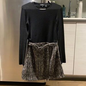 Theory women’s dress - tweed skirt and shirt attached, with belt